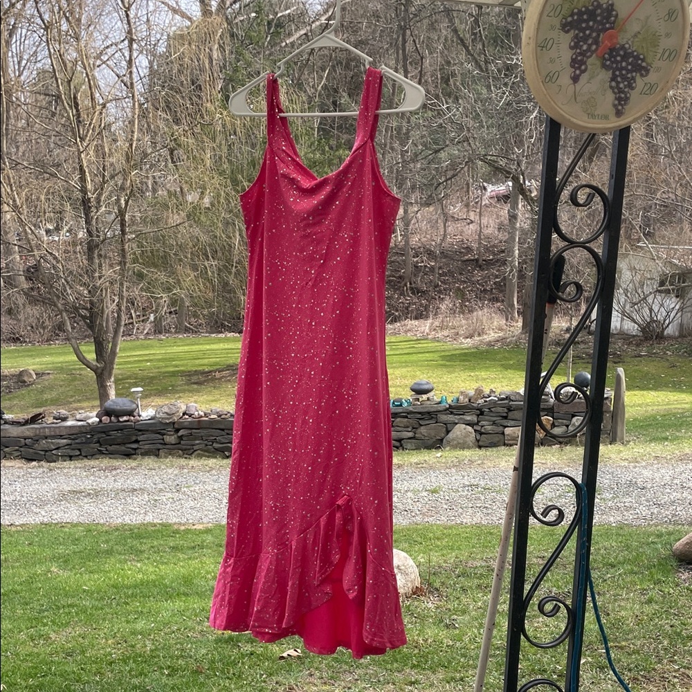 Hot pink stretchy off-shoulder cocktail dress (second one)
